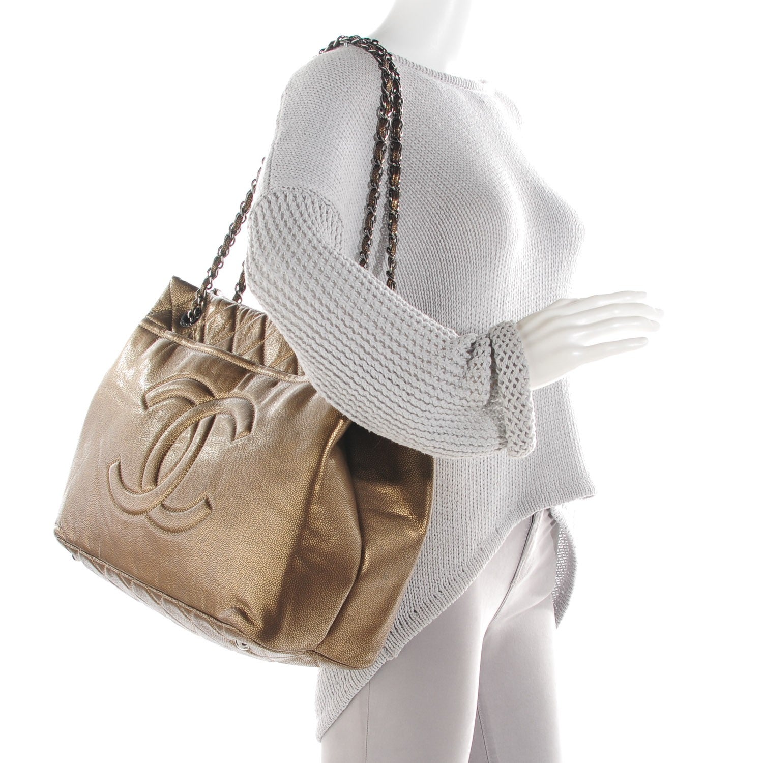 Chanel Caviar Quilted Large Timeless CC Soft Tote Bronze 2 of 7