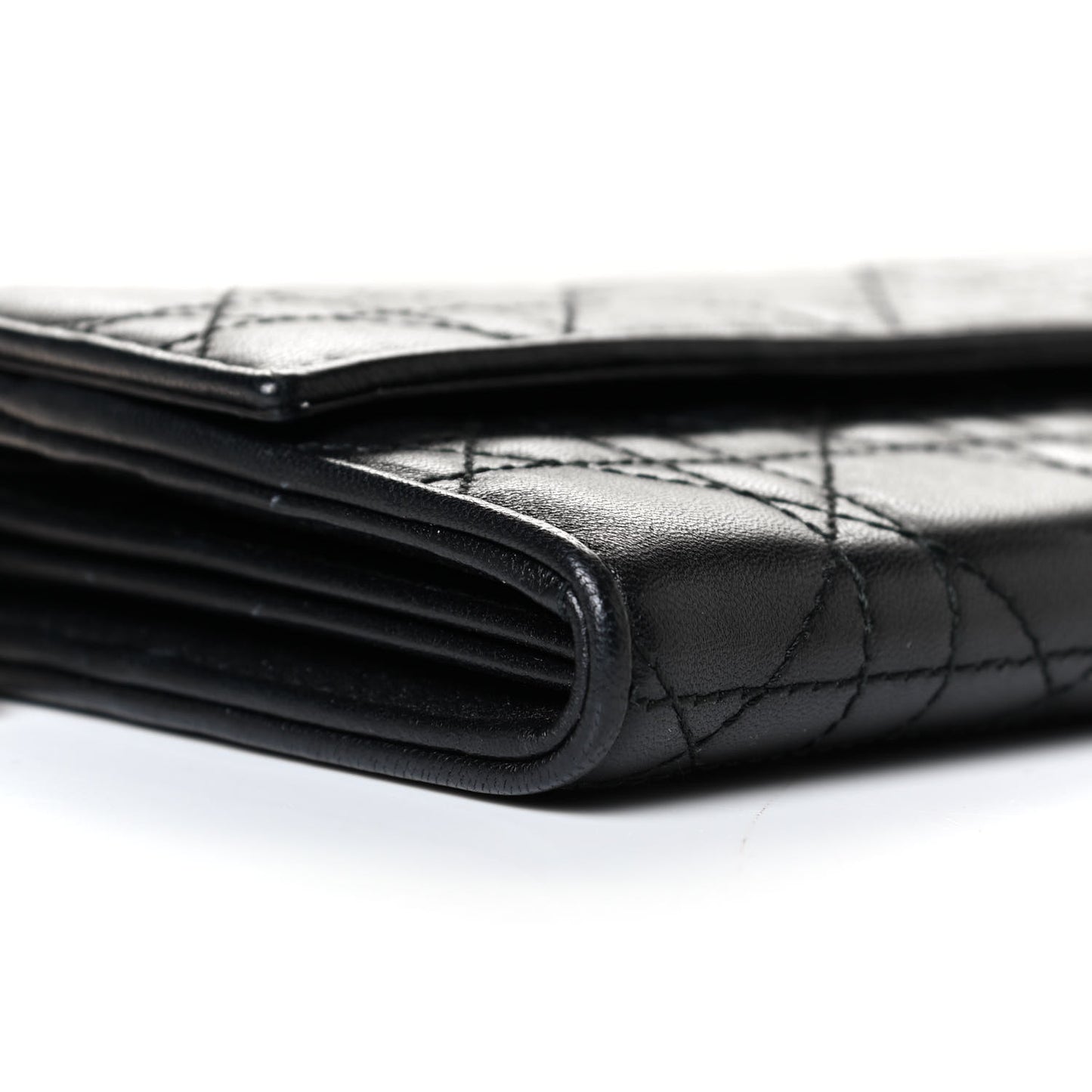 Lambskin Cannage Lady Dior Charm Wallet Black