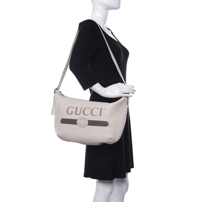 Gucci Grained Calfskin Logo Half Moon Hobo White 2 of 10