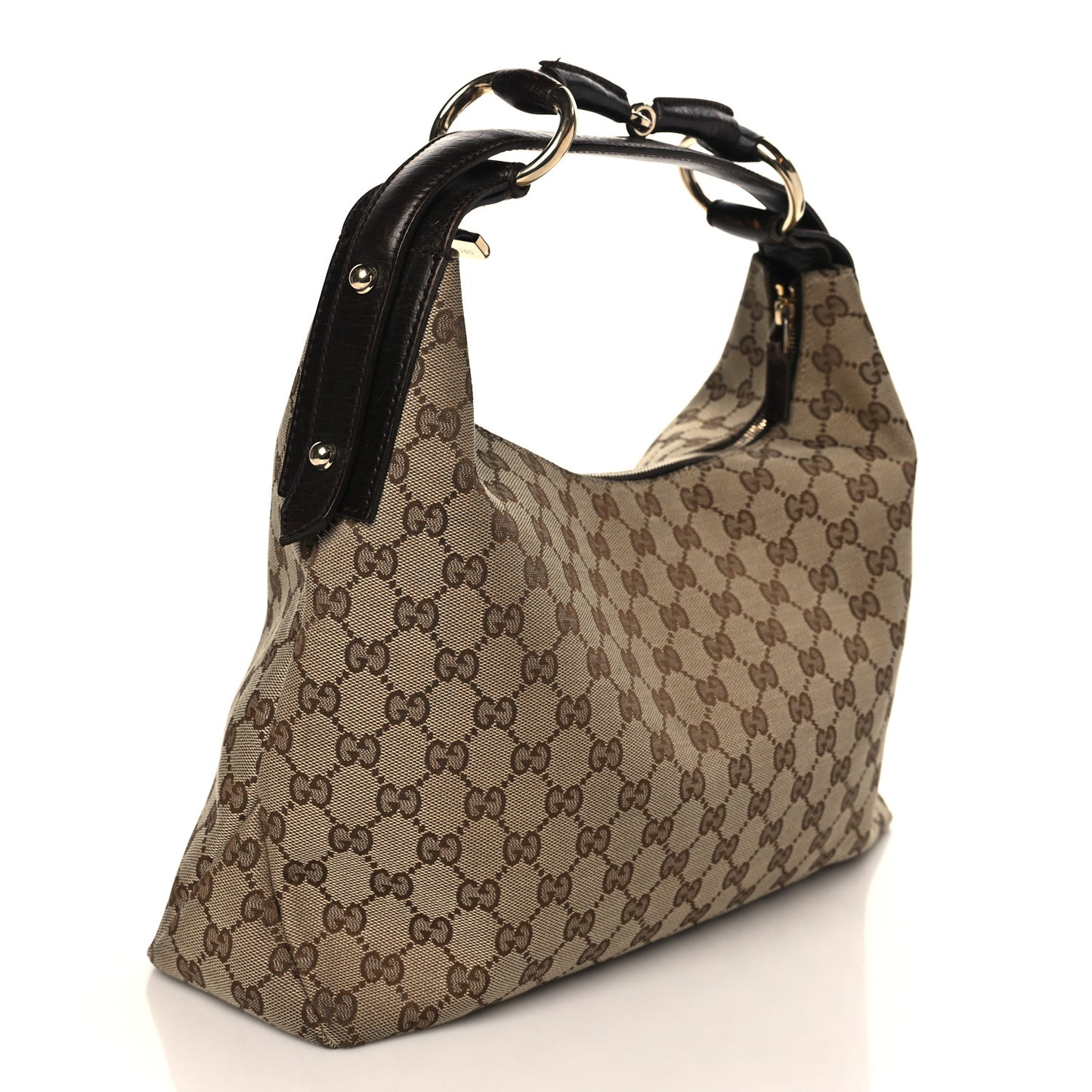 Monogram Medium Horsebit Chain Hobo Dark Brown