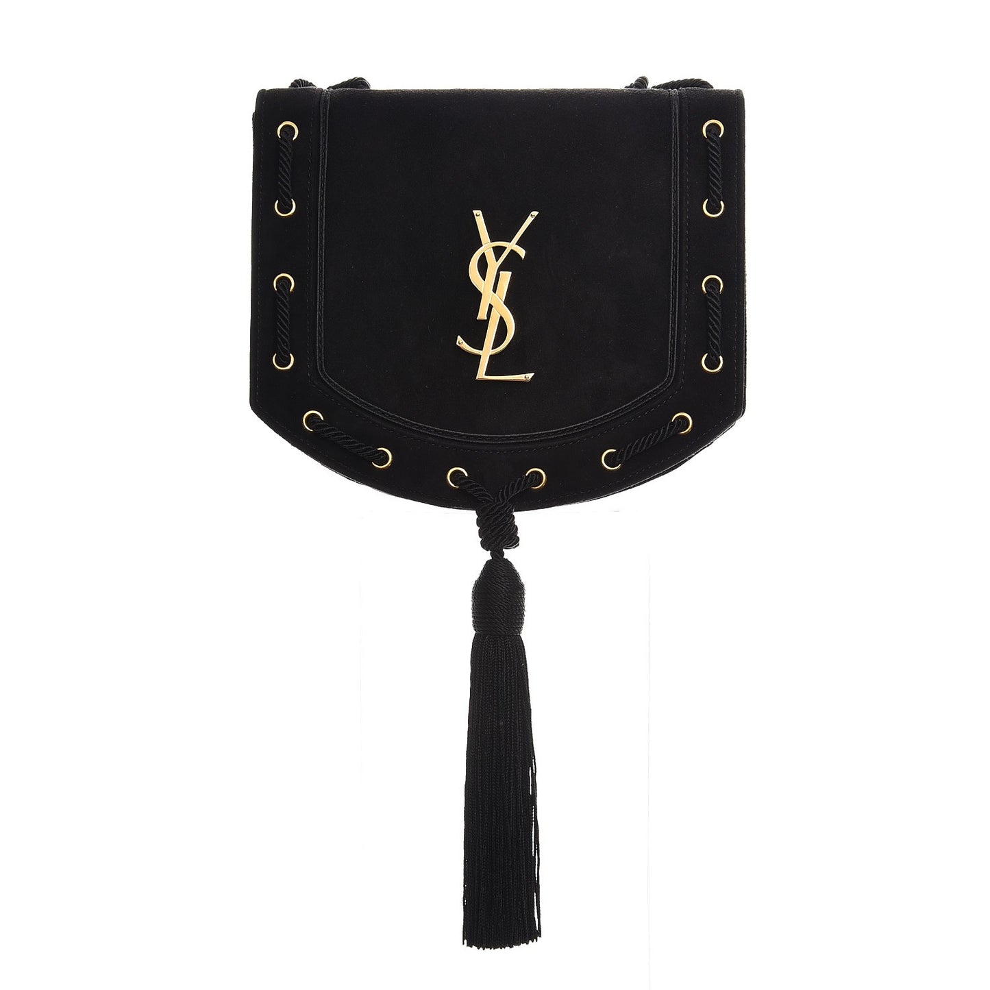 Suede Medium Monogram Fetish Satchel Black