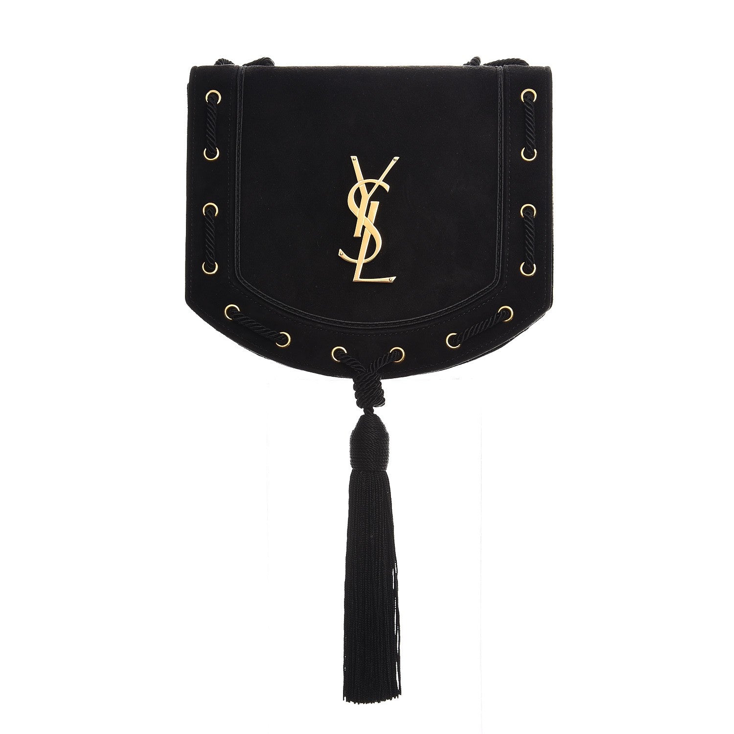 Saint Laurent Suede Medium Monogram Fetish Satchel Black 1 of 9
