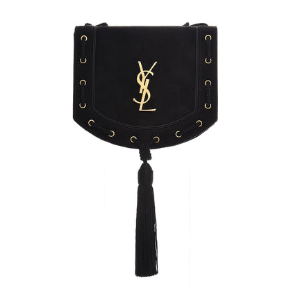 Saint Laurent Suede Medium Monogram Fetish Satchel Black 1 of 9