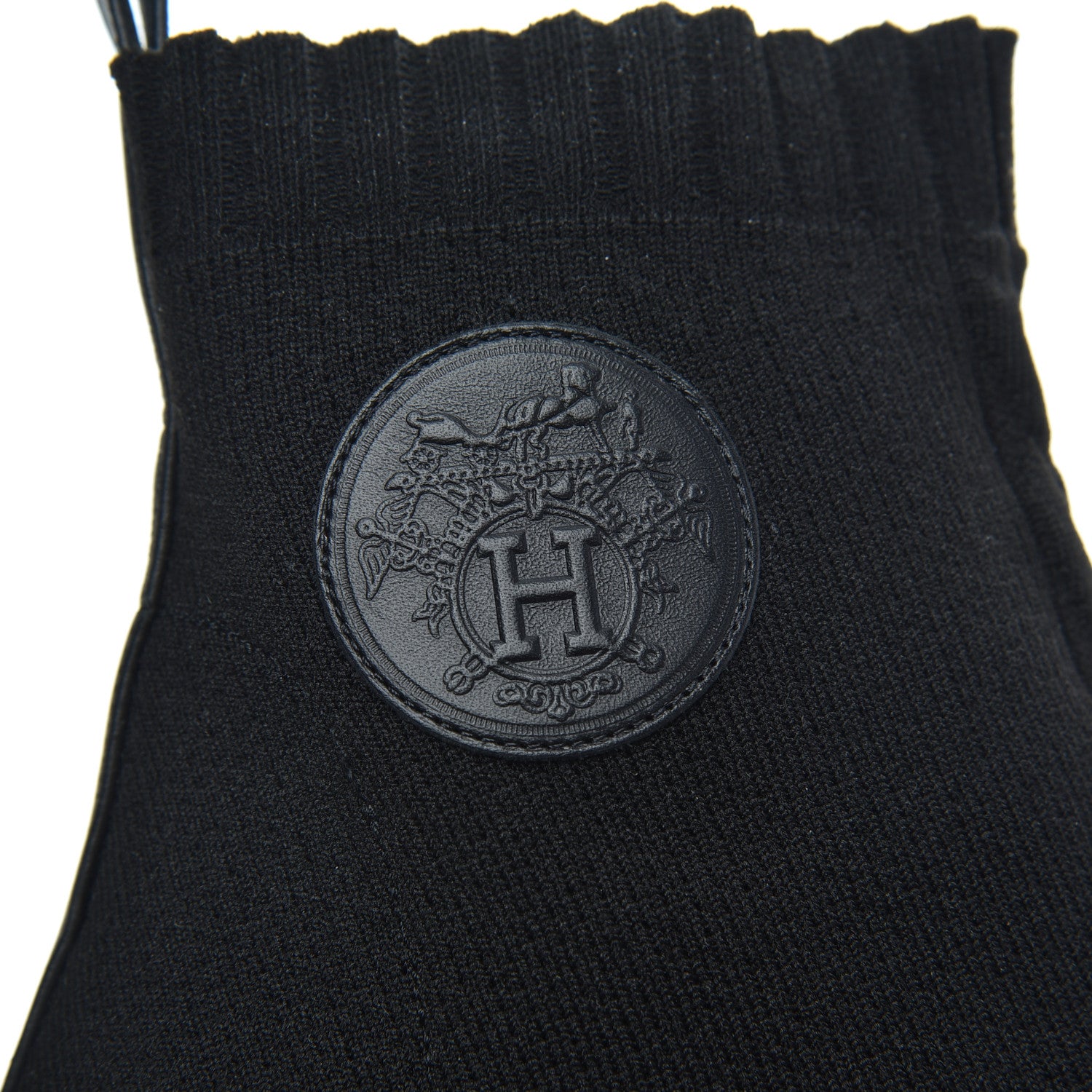 Hermes Knit Calfskin Volver Ankle Boots 37.5 Black 6 of 8