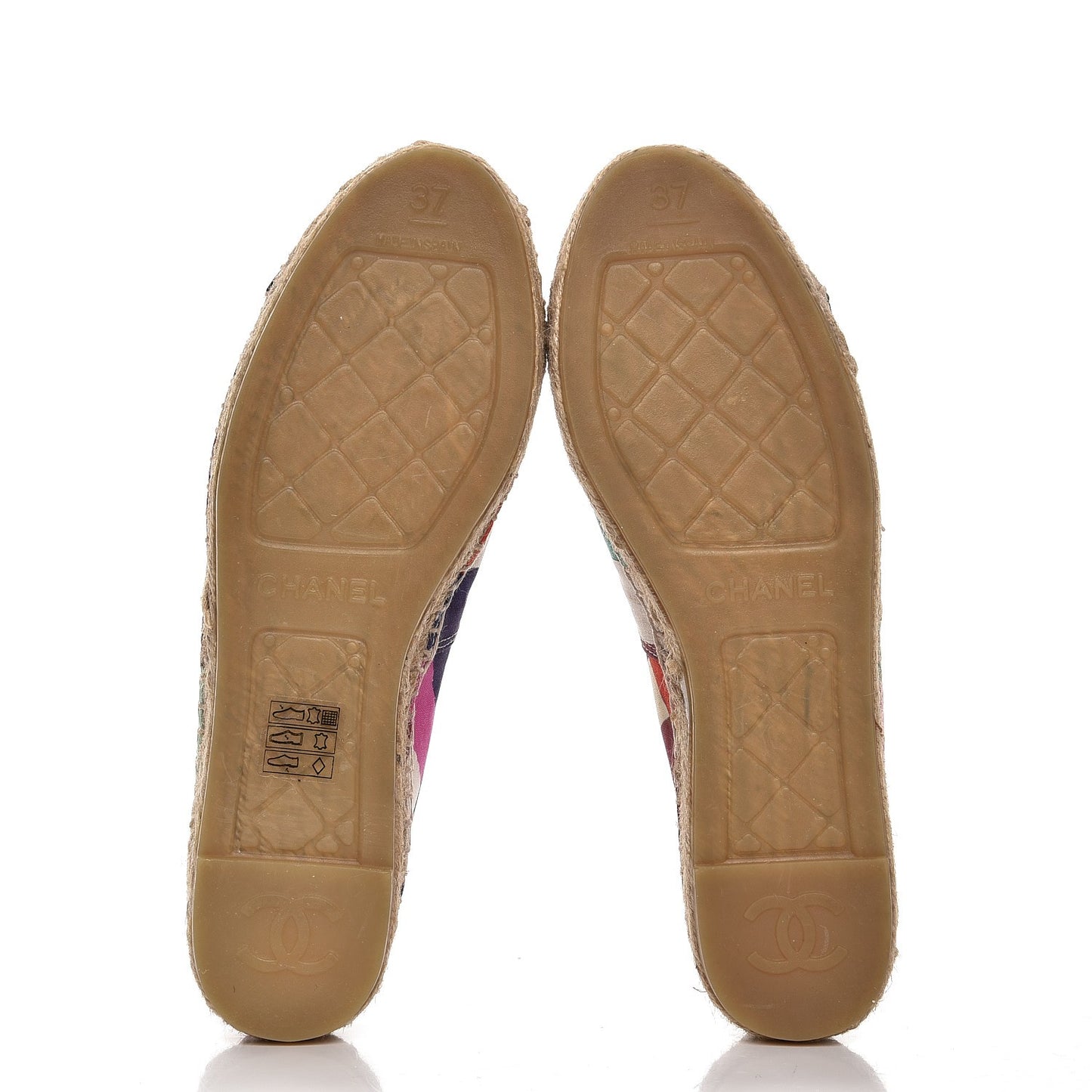 Patent Fabric Striped CC Espadrilles 37 Multicolor Black