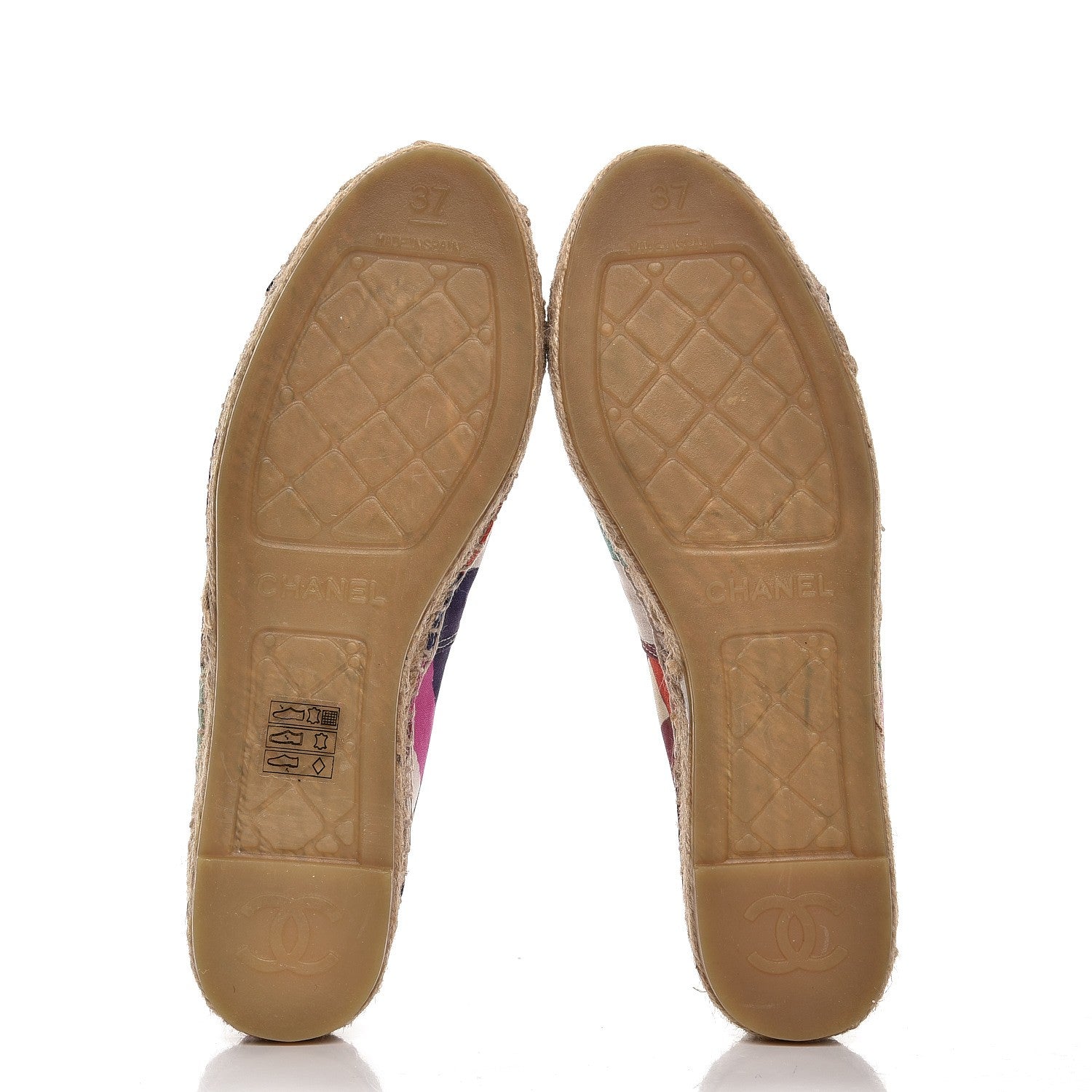 Chanel Patent Fabric Striped CC Espadrilles 37 Multicolor Black 5 of 10