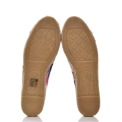 Chanel Patent Fabric Striped CC Espadrilles 37 Multicolor Black 5 of 10