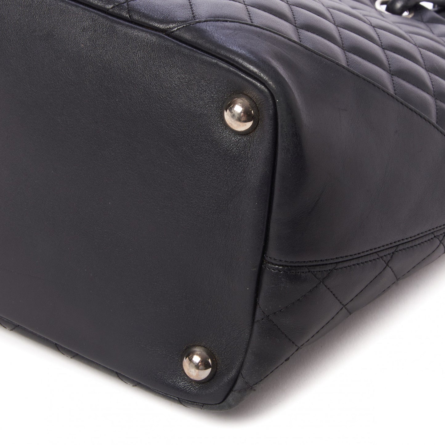Calfskin Quilted Large Cambon Tote Black