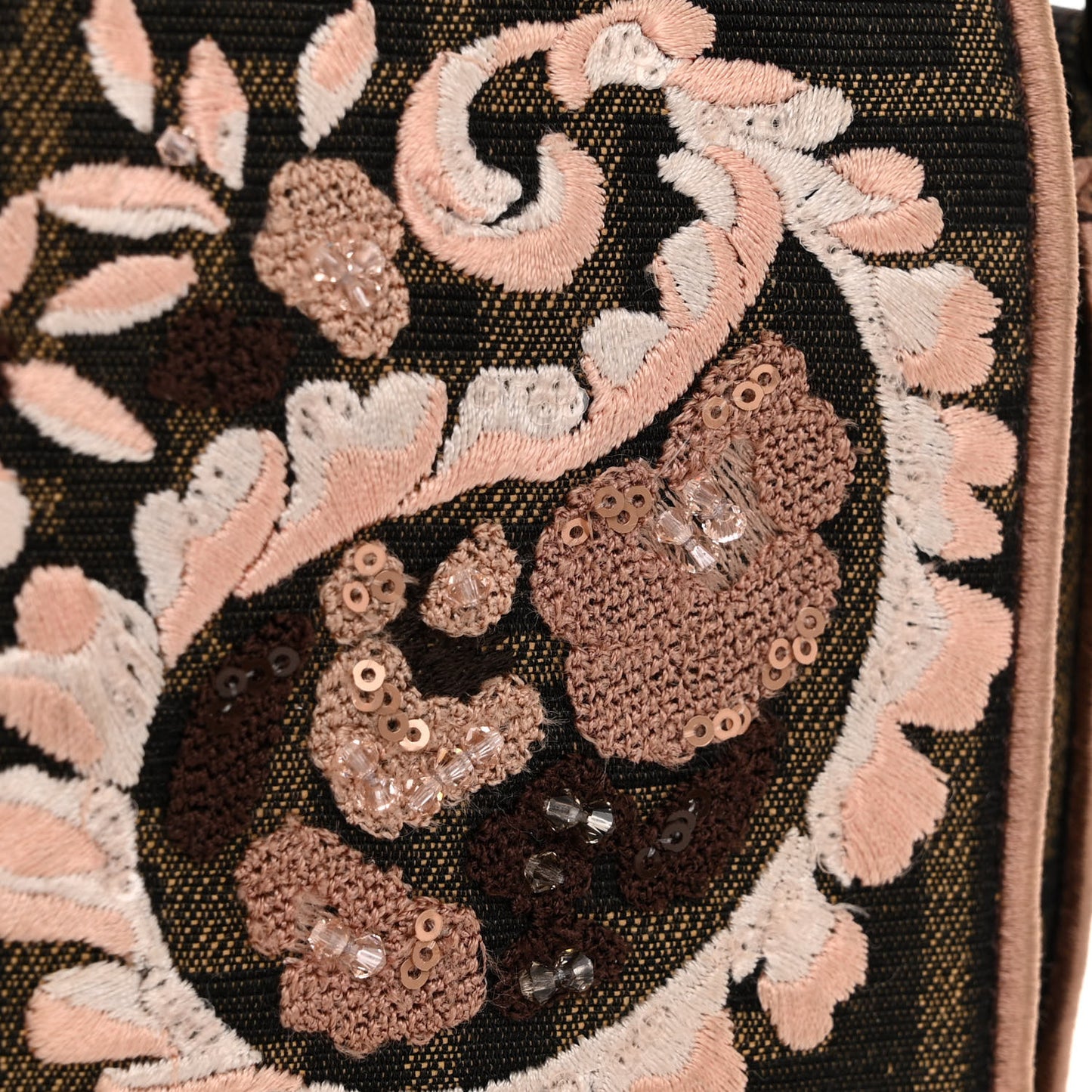 Fabric Jacquard FF 1974 Paisley Embroidered Baguette Tobacco Moro Rosa Quarzo Multicolor