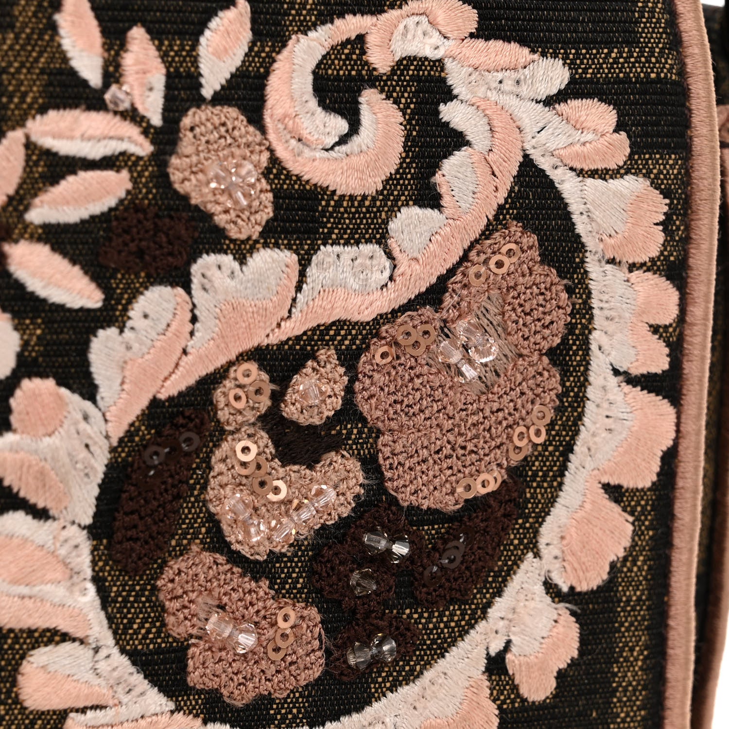 Fendi Fabric Jacquard FF 1974 Paisley Embroidered Baguette Tobacco Moro Rosa Quarzo Multicolor 10 of 10