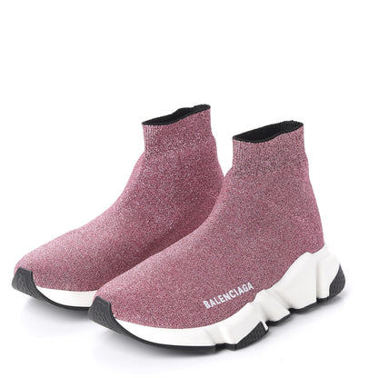 Balenciaga Laminated Knit Bi-Color Sole Womens Speed Sneakers 36 Pink White Black 3 of 7
