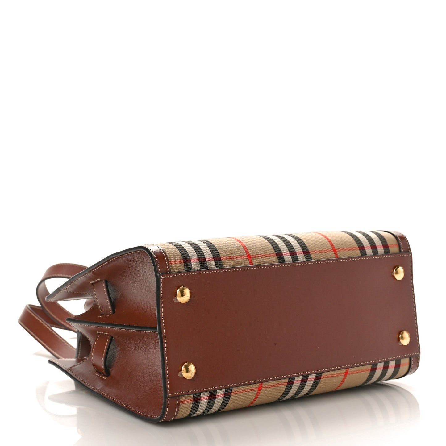 Calfskin Vintage Check Mini Two Handle Title Bag Archive Beige
