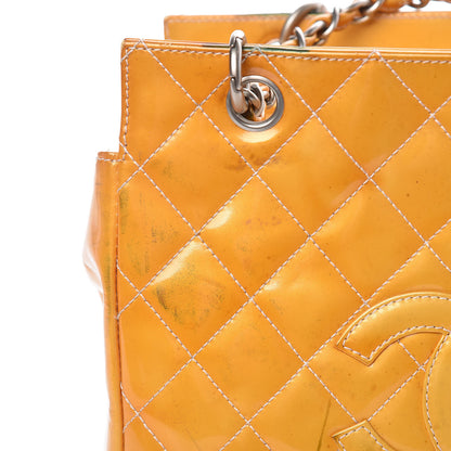 Chanel Patent Quilted Petit Timeless Tote PTT Yellow 18 of 39