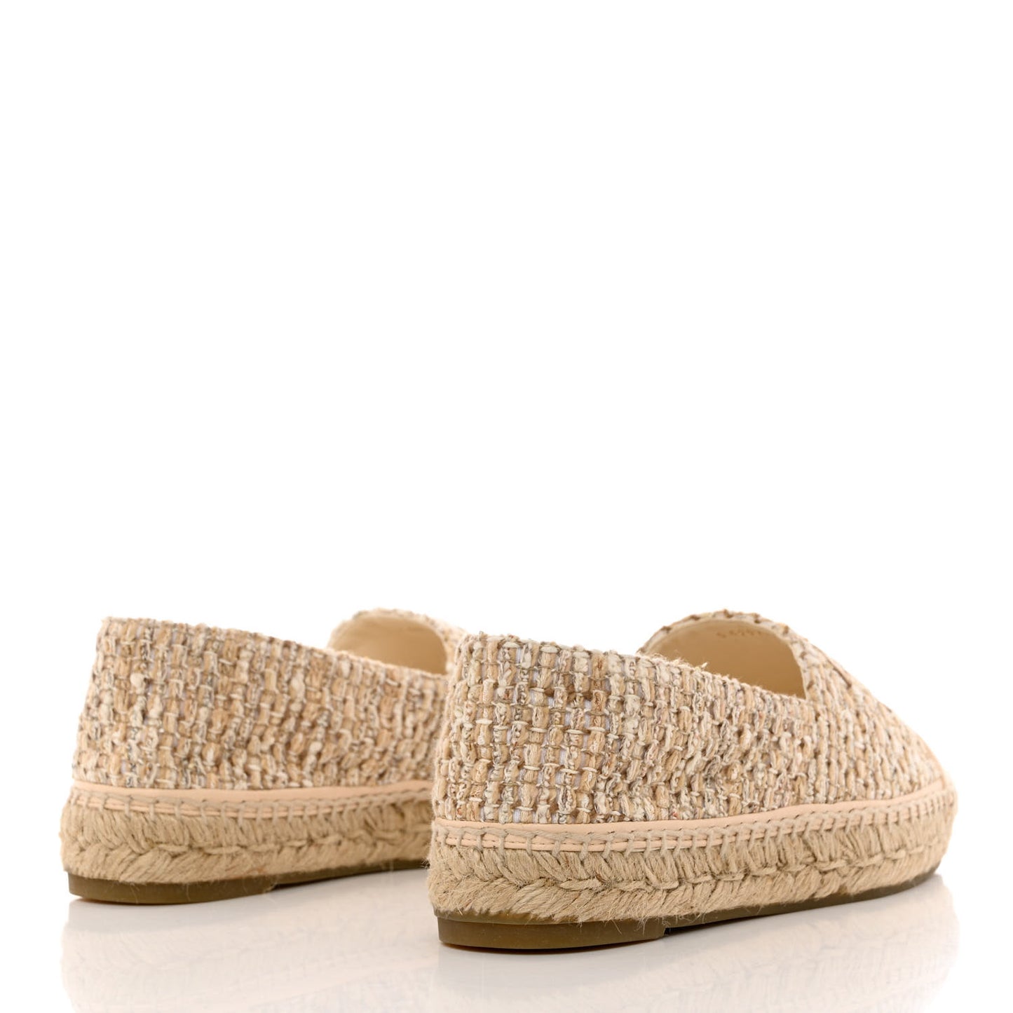 Tweed Lambskin CC Espadrilles 38 Beige Ivory