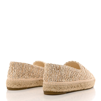 Chanel Tweed Lambskin CC Espadrilles 38 Beige Ivory 4 of 9