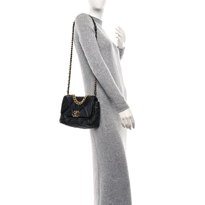 Chanel Shiny Goatskin Quilted Medium Chanel 19 Flap Black 3 of 11