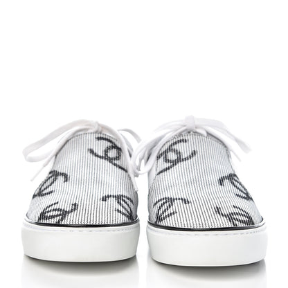 Chanel Embroidered Calfskin Womens CC Sneakers 39.5 Black White 2 of 12