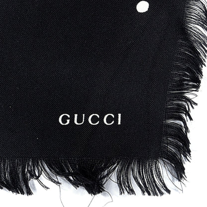 Gucci Wool Silk Space Animals Square Scarf Black 2 of 4