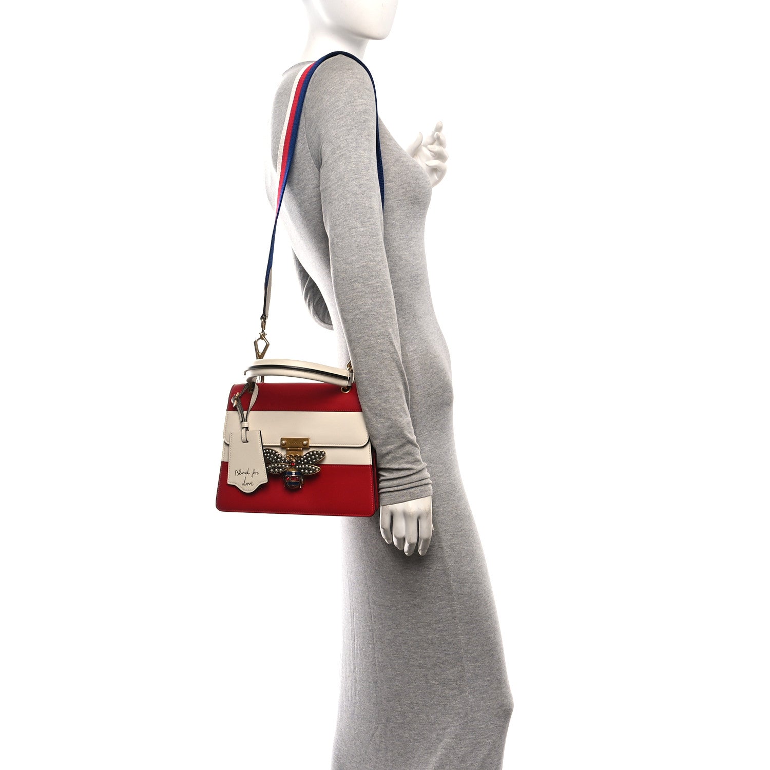 Gucci Calfskin Sylvie Web Small Queen Margaret Top Handle Bag Hibiscus Red Mystic White 2 of 16