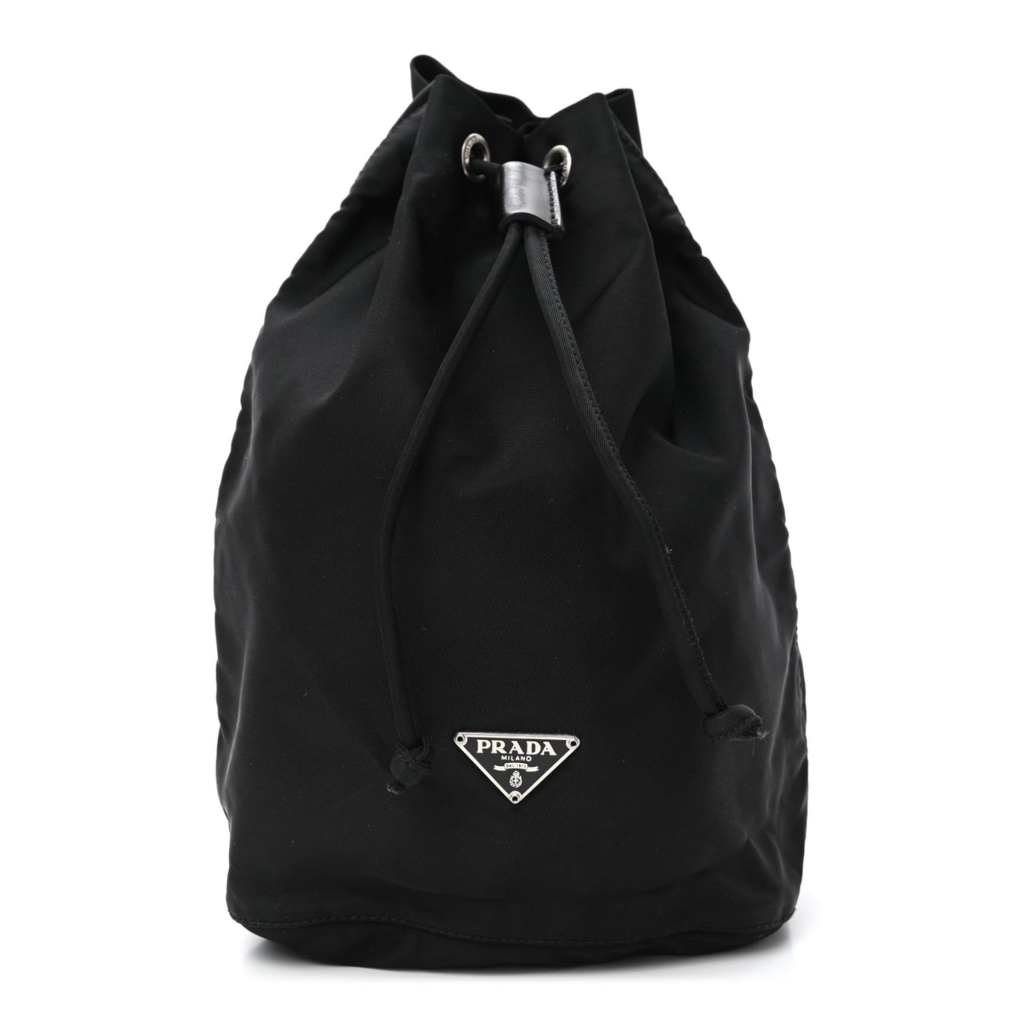 Saffiano Tessuto Nylon Vela Bucket Wristlet Black