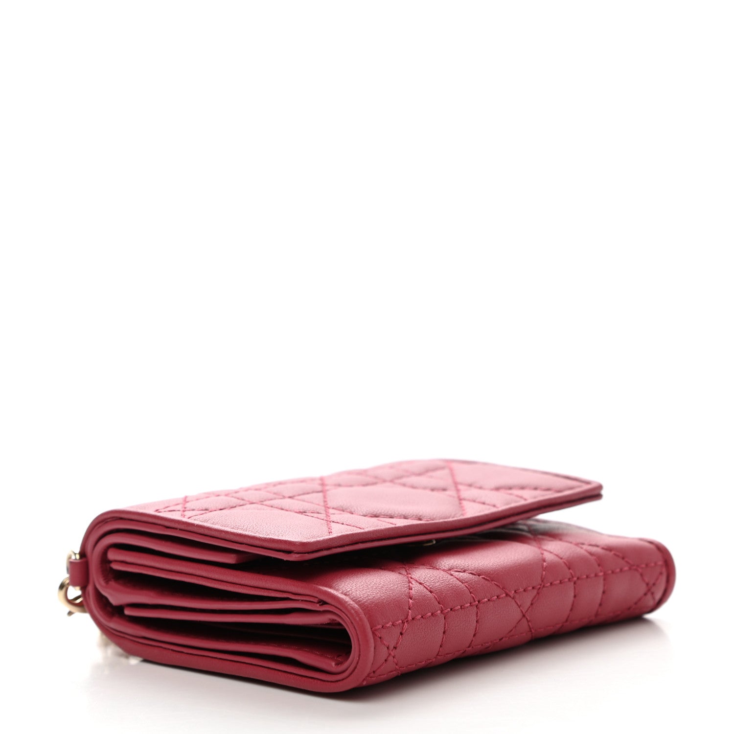 Christian Dior Lambskin Cannage Lady Dior Lotus Wallet Rusty Red 4 of 8