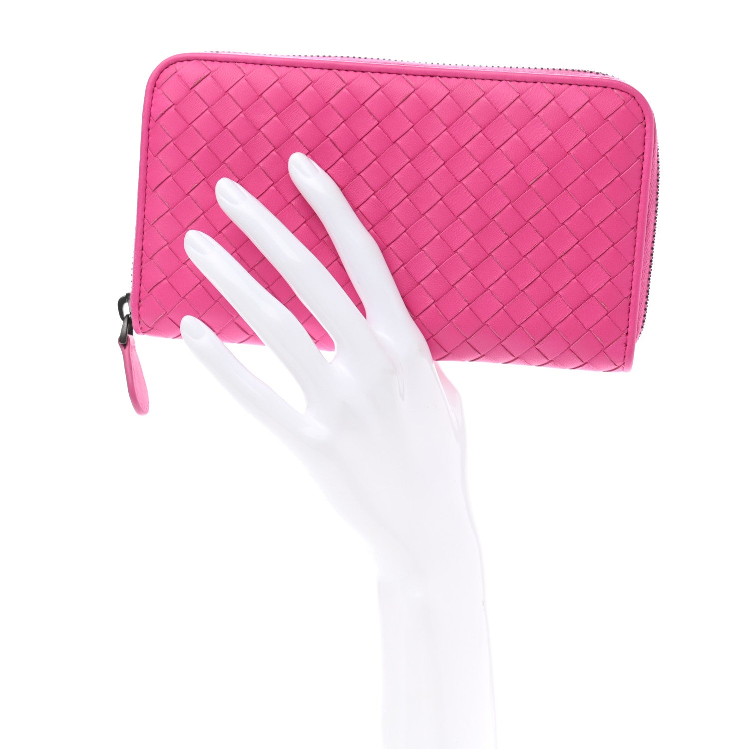 Bottega Veneta Nappa Intrecciato Zip Around Wallet Violet Fuxia 2 of 7