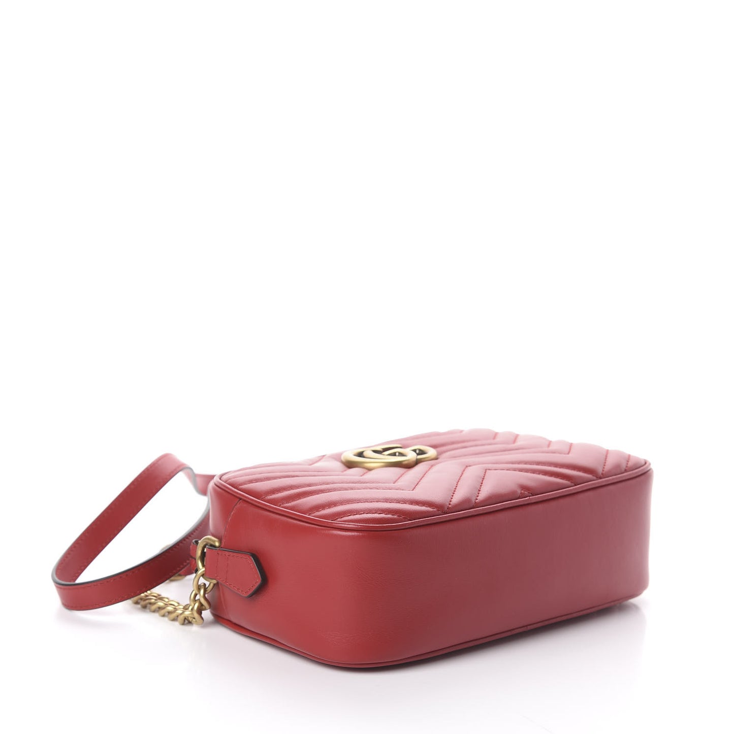 Calfskin Matelasse Small GG Marmont Chain Shoulder Bag Hibiscus Red