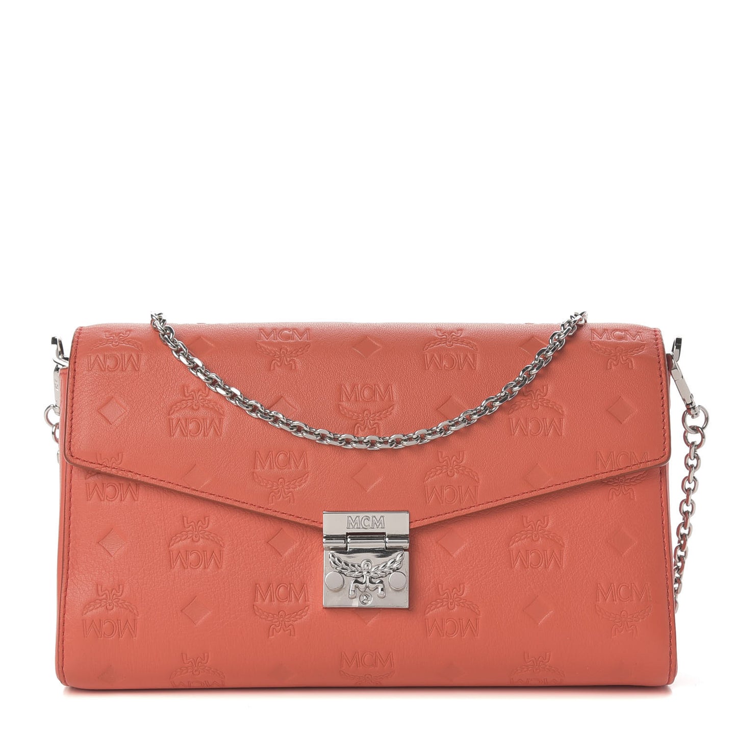 Calfskin Ottomar Monogram Medium Millie Crossbody Bag Hot Coral
