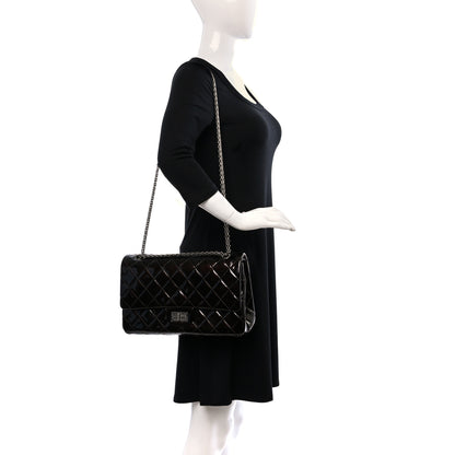 Chanel Distressed Patent Quilted 2.55 Reissue 227 Flap Dark Brown 2 of 10