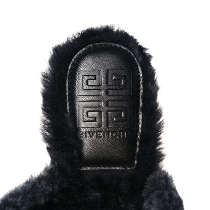 Givenchy Shearling 4G Logo Mule Slide Sandals 38.5 Black 7 of 8