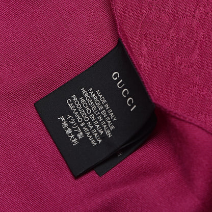 Gucci Wool Silk Monogram Fringe Scarf Fuchsia 4 of 5