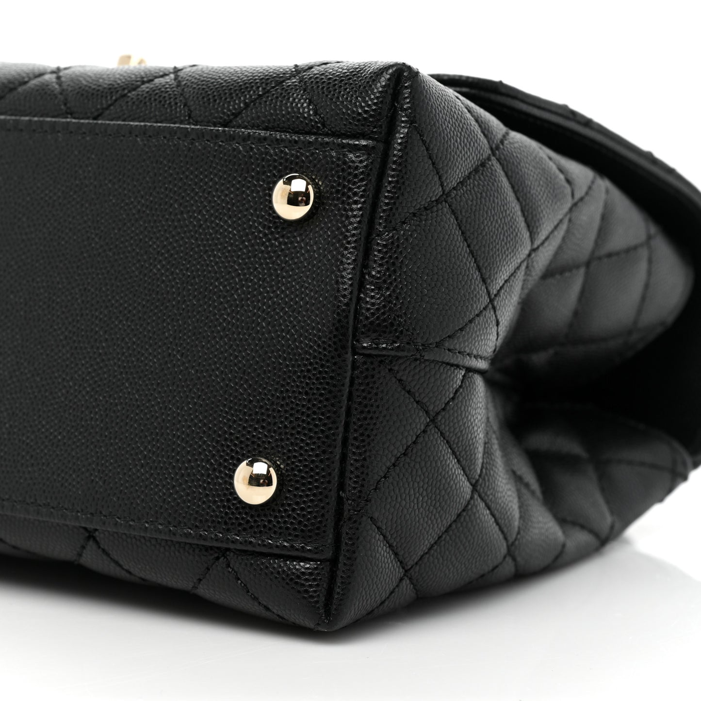 Caviar Quilted Small Coco Handle Flap Black