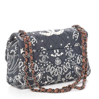 Chanel Cotton Quilted Paris Dallas Medium Bandana Flap Blue 3 of 10