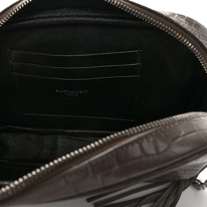 Saint Laurent Calfskin Crocodile Embossed Monogram Mini Lou Camera Bag Fog 6 of 9
