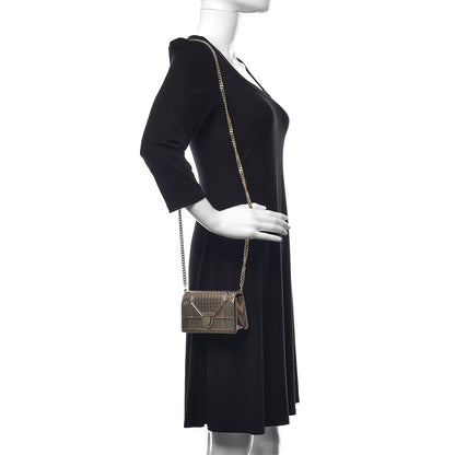 Christian Dior Metallic Patent Micro-Cannage Baby Diorama Flap Bag Champagne 2 of 11