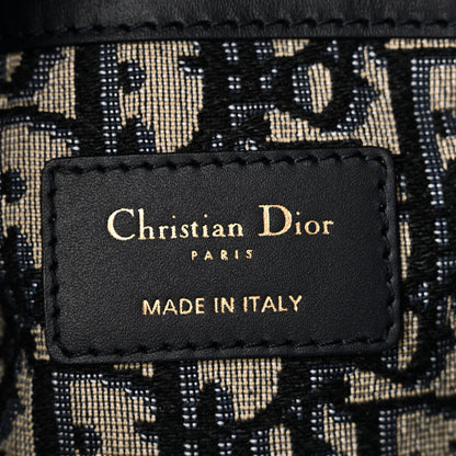 Christian Dior Wicker Oblique Drawstring Bucket Bag Blue 6 of 9