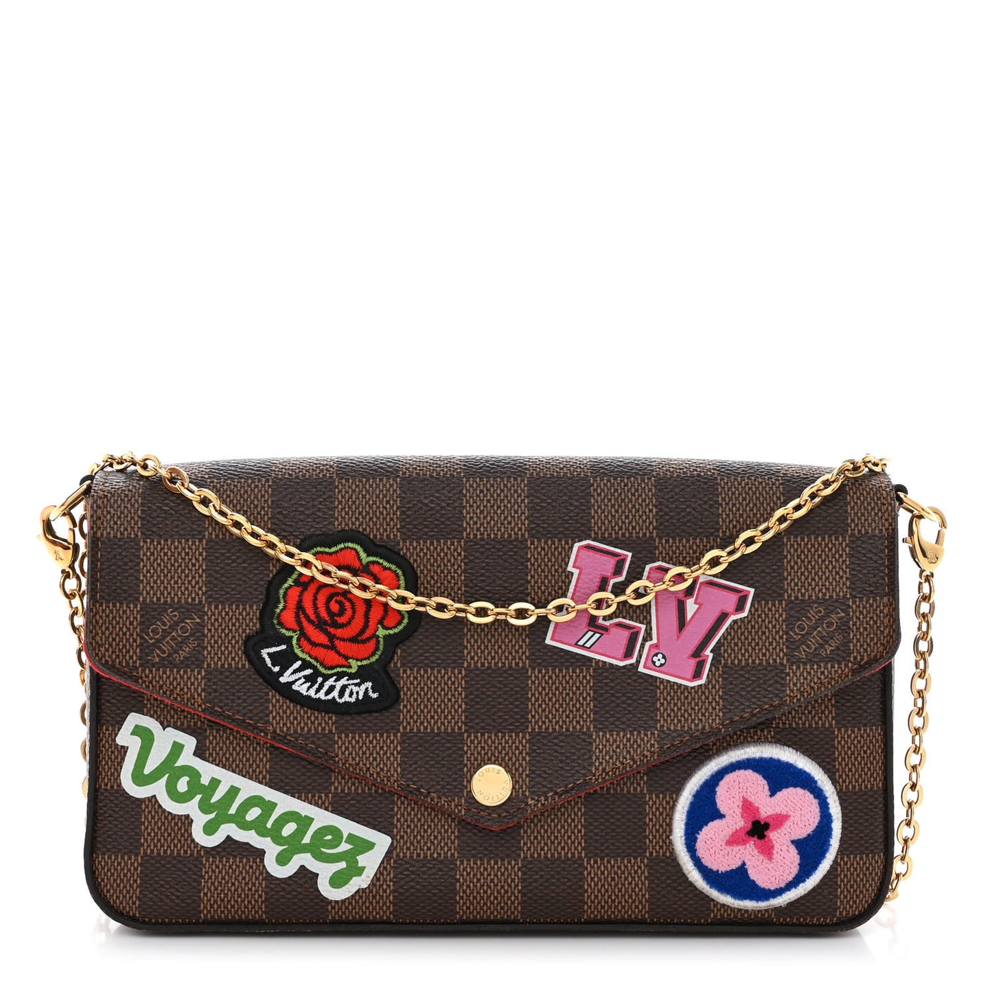 Damier Ebene LV Stories Pochette Felicie Chain Wallet