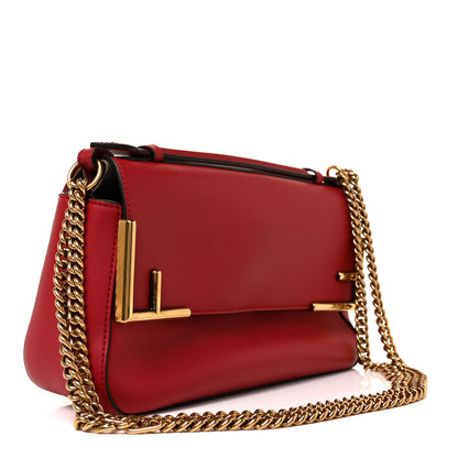 Fendi Vitello Grace Glazed Fabric FF 1974 Double F Shoulder Bag Fragola Mogano Panna 3 of 10