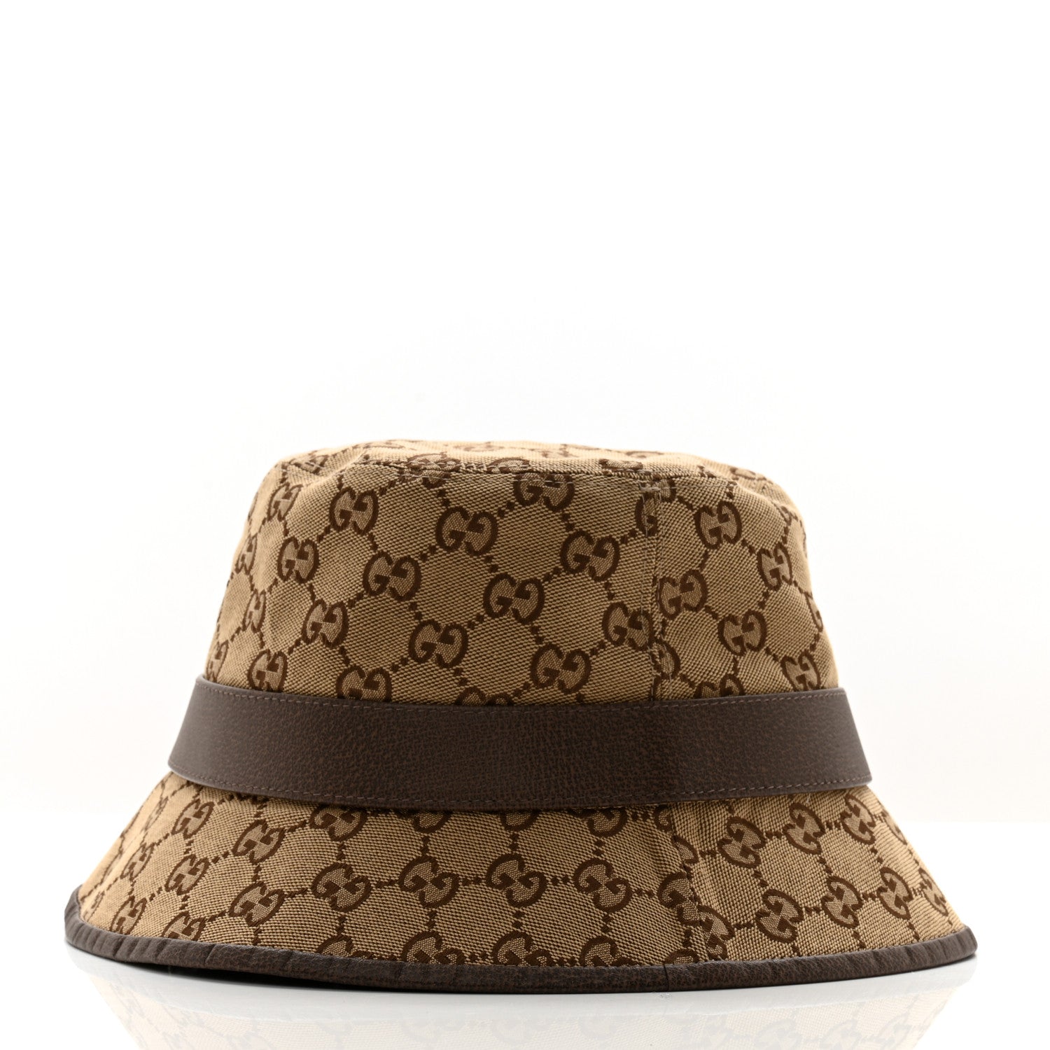 Gucci Monogram Textured Dollar Calfskin GG Jago Bucket Hat L Cacao Beige 5 of 11