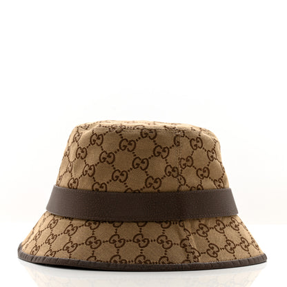 Gucci Monogram Textured Dollar Calfskin GG Jago Bucket Hat L Cacao Beige 5 of 11