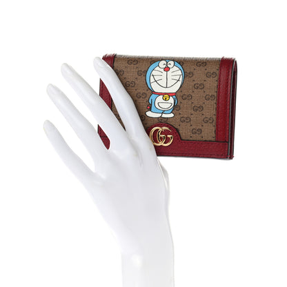 Gucci X DORAEMON Mini Vintage GG Supreme Monogram Card Case Wallet Beige Cherry Red 2 of 7