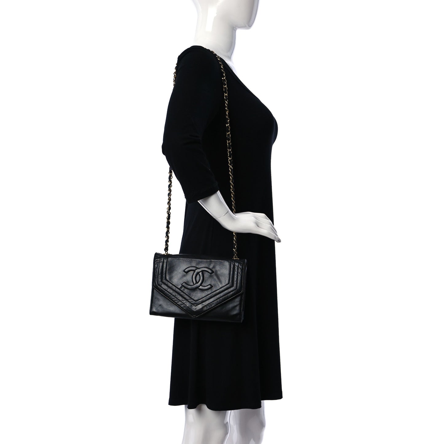 Lambskin CC Envelope Single Flap Black