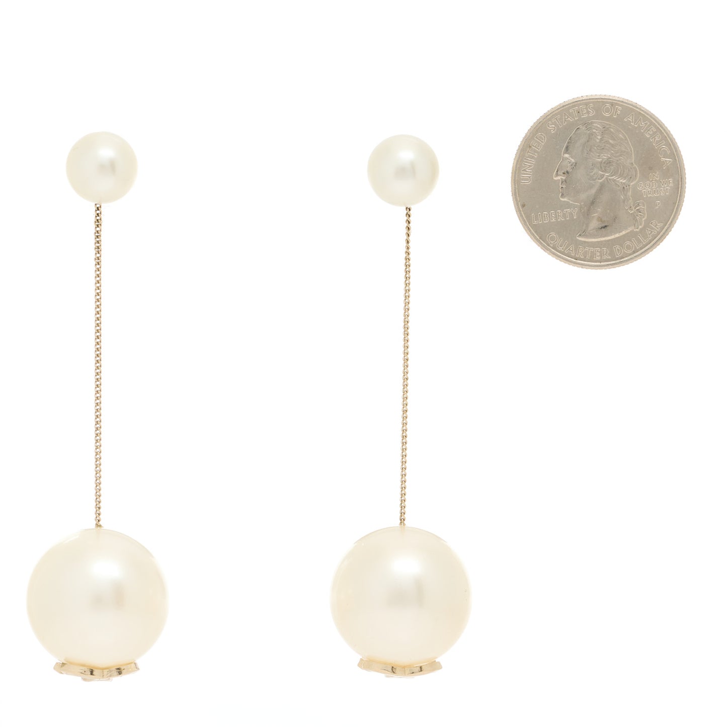 Pearl CC Chain Drop Earrings