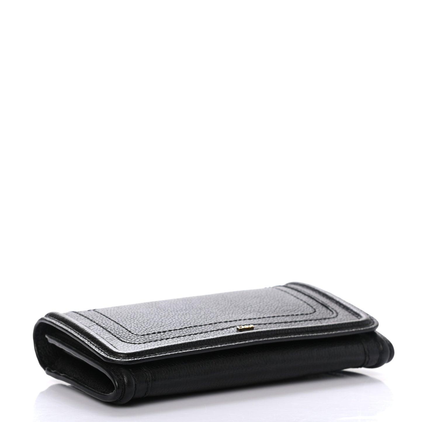 Grained Calfskin Continental Flap Wallet Black