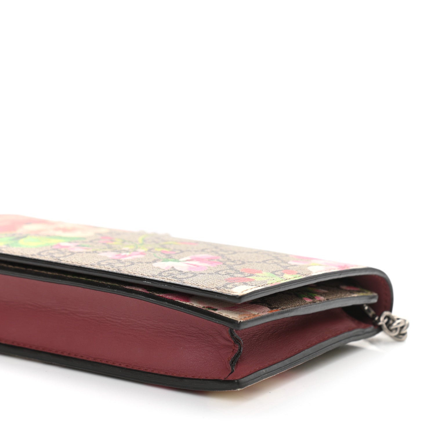 Gucci GG Supreme Monogram Blooms Chain Wallet Beige Multicolor Dry Rose 10 of 11