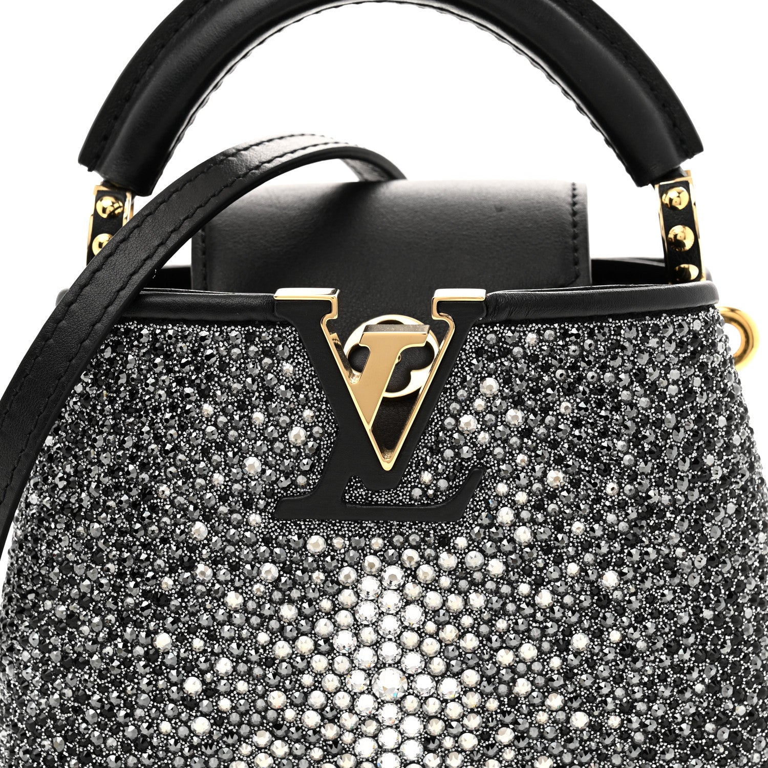 Louis Vuitton Crystal Cowhide Nano Capucines Silver Black 8 of 11