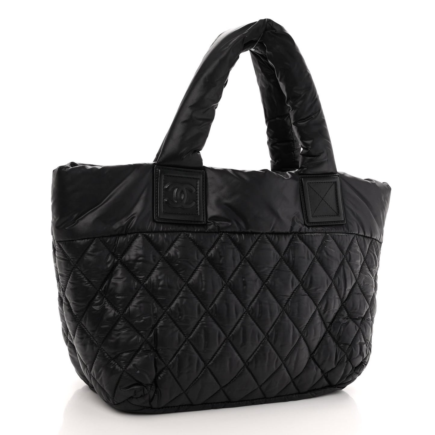 Nylon Quilted Small Coco Cocoon Tote Black