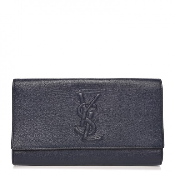 Saint Laurent Goatskin Large Belle De Jour Clutch Navy 1 of 6