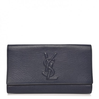 Saint Laurent Goatskin Large Belle De Jour Clutch Navy 1 of 6