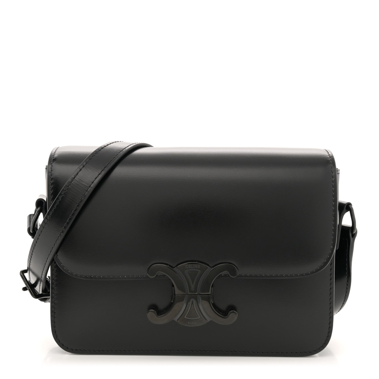 Celine Shiny Calfskin Teen Cuir Triomphe Black 1 of 9